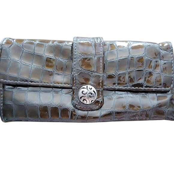 Brighton Brown reptile finish long Continental Wallet/Clutch - Picture 1 of 11